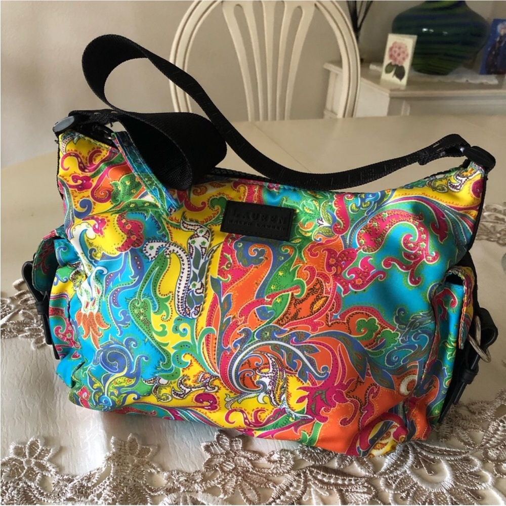 Ralph Lauren,psychedelic multicolor Baguette Purse Small barrel Shoulder/handbag